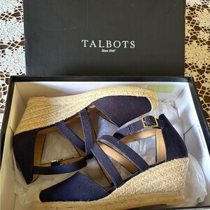 Talbots Blue Wedge Sandals with Strappy Design